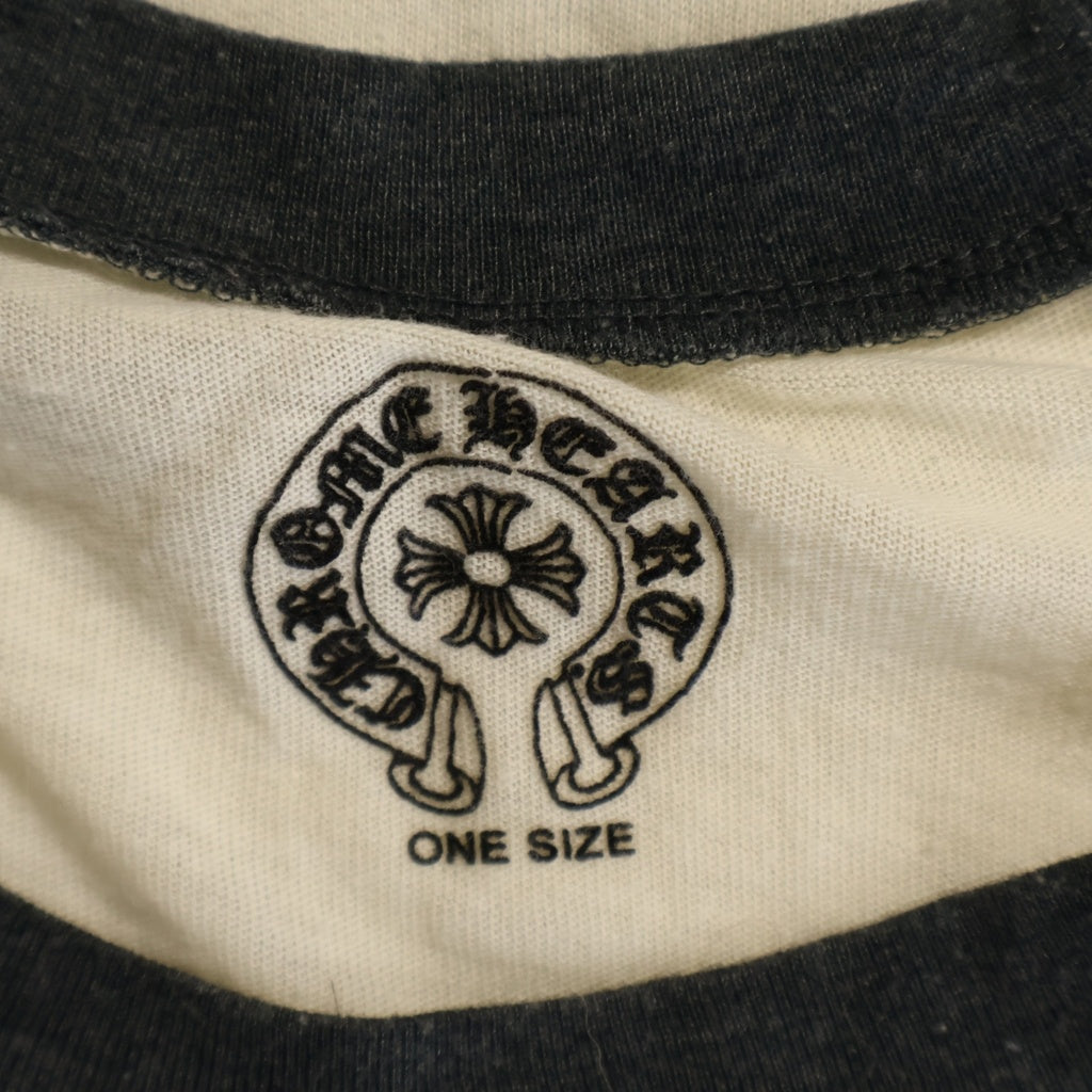 CHROME HEARTS(クロムハーツ) VINE DAGGER S/S ヴァインダガー総柄プリント ラグラン リンガーTシャツ アイボリー/グレー レディース