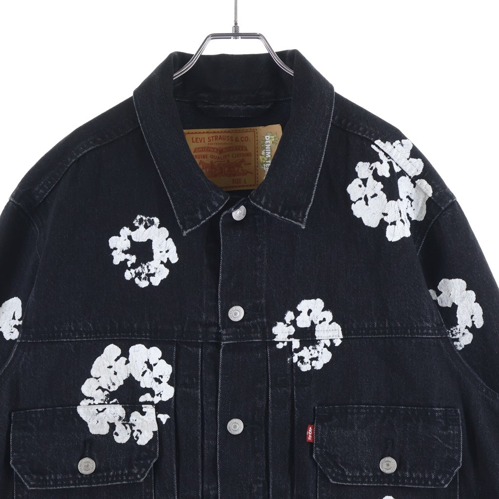 DENIM TEARS(デニムティアーズ) ×LEVI'S TYPE-2 ALL OVER WREATH LIGHT WASH フラワープリントライトウォッシュデニムジャケット PC9-A2318-0003 ブラック PC9-A2318-0006