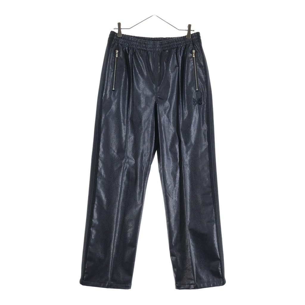 Needles(ニードルス) 24AW×NUBIAN TRACK PANTS SYNCETIC LEATHER EXCLUSIVE ヌビアン トラックパンツ フェイクレザー ブラック NS1585