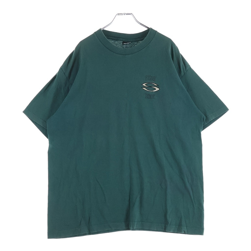 STUSSY(ステューシー) 80s-90s 黒タグ STUSSY TRIBE 胸ロゴ クルーネックTシャツ グリーン