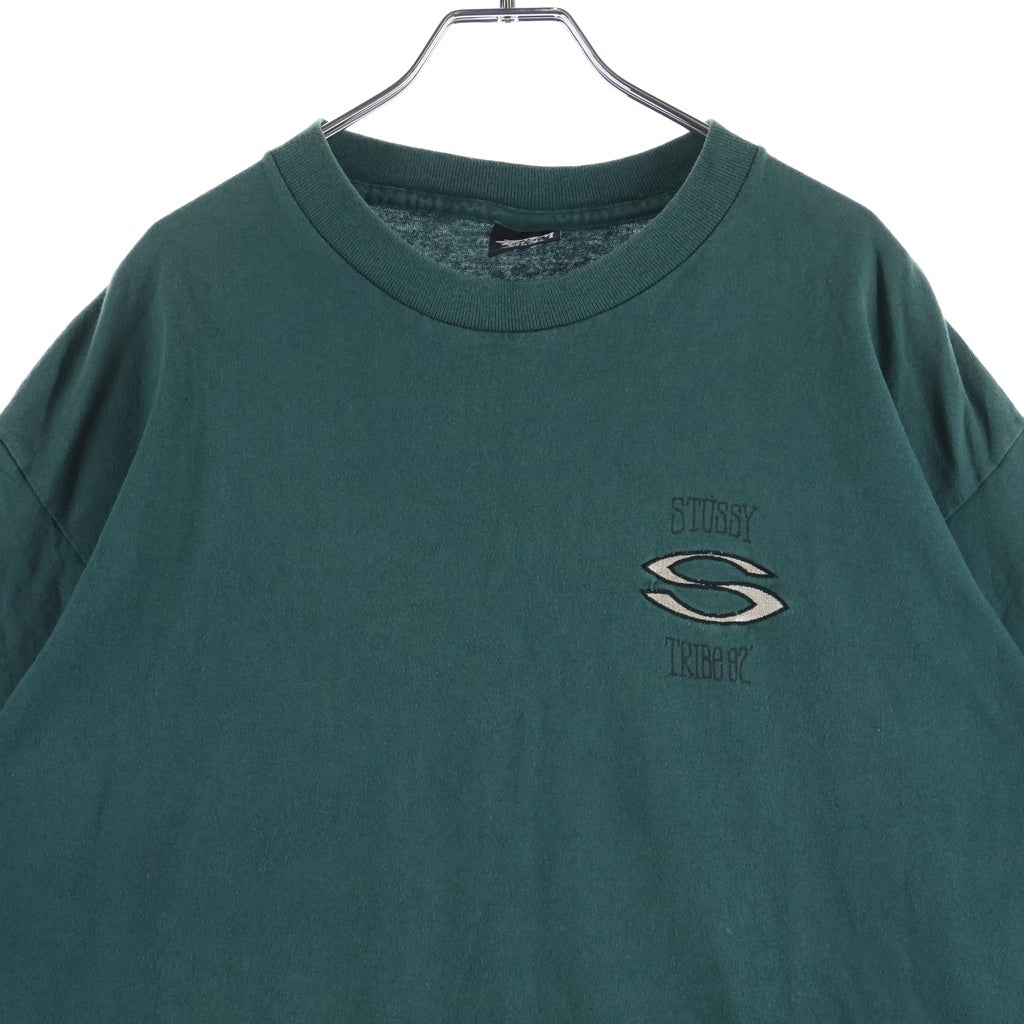 STUSSY(ステューシー) 80s-90s 黒タグ STUSSY TRIBE 胸ロゴ クルーネックTシャツ グリーン