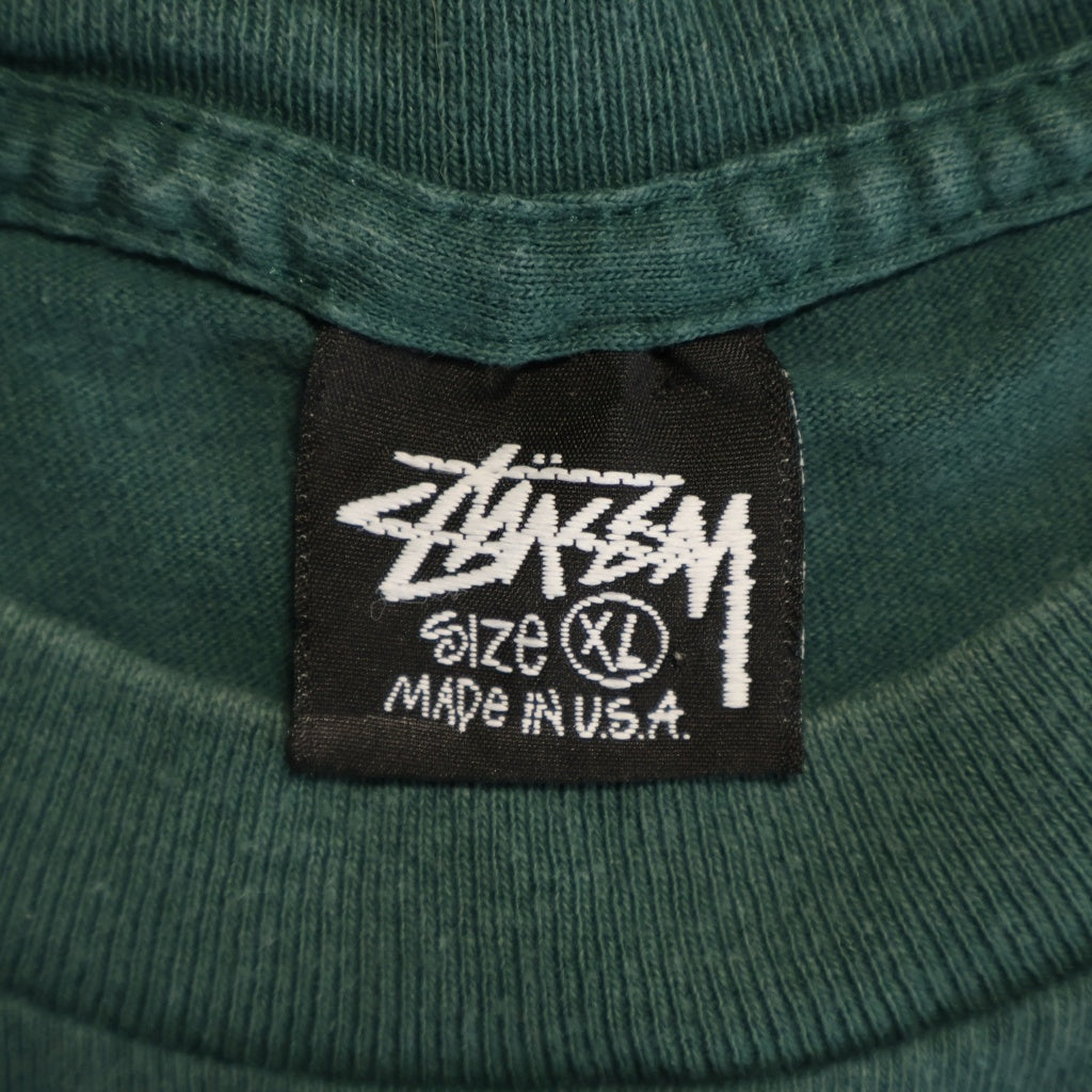 STUSSY(ステューシー) 80s-90s 黒タグ STUSSY TRIBE 胸ロゴ クルーネックTシャツ グリーン
