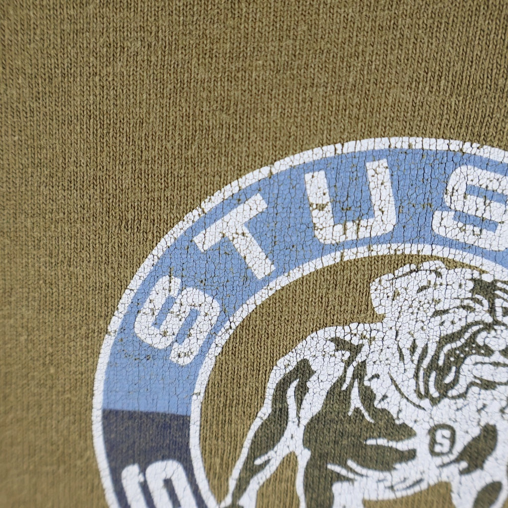 STUSSY(ステューシー) 90s 紺タグ STRONG 裾袖シングル クルーネックTシャツ カーキ