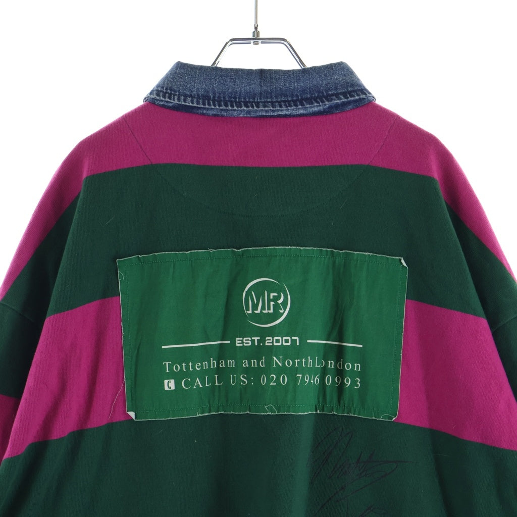 MARTINE ROSE(マーティンローズ) MR RUGBY POLO フロント刺繍ポロシャツ 長袖ポロシャツ マルチ