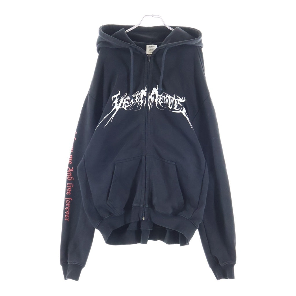 VETEMENTS(ヴェトモン) 17AW TOTAL FUCKING DARKNESS ZIP PARKA ジップパーカー ブラック MH17TP21
