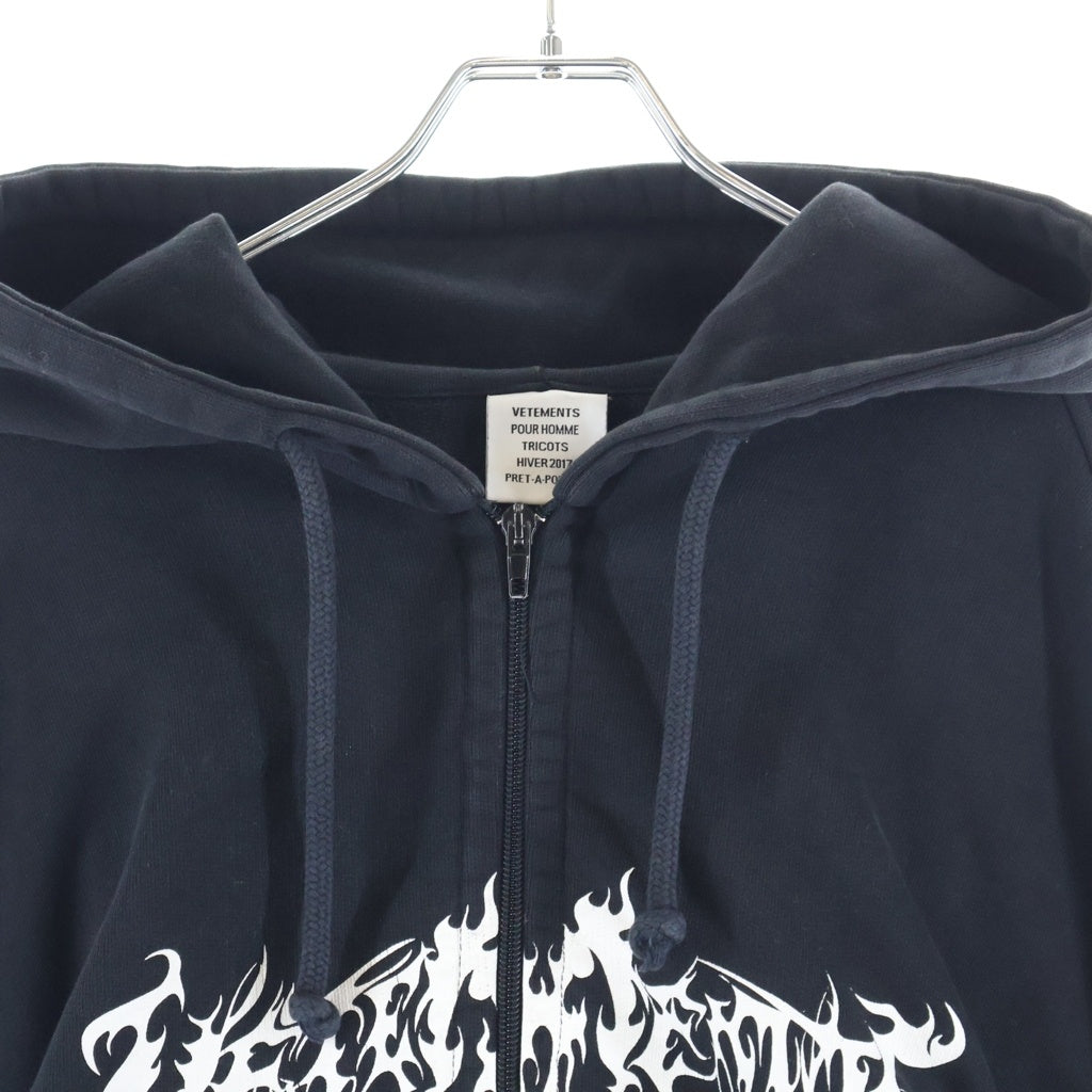 VETEMENTS(ヴェトモン) 17AW TOTAL FUCKING DARKNESS ZIP PARKA ジップパーカー ブラック MH17TP21