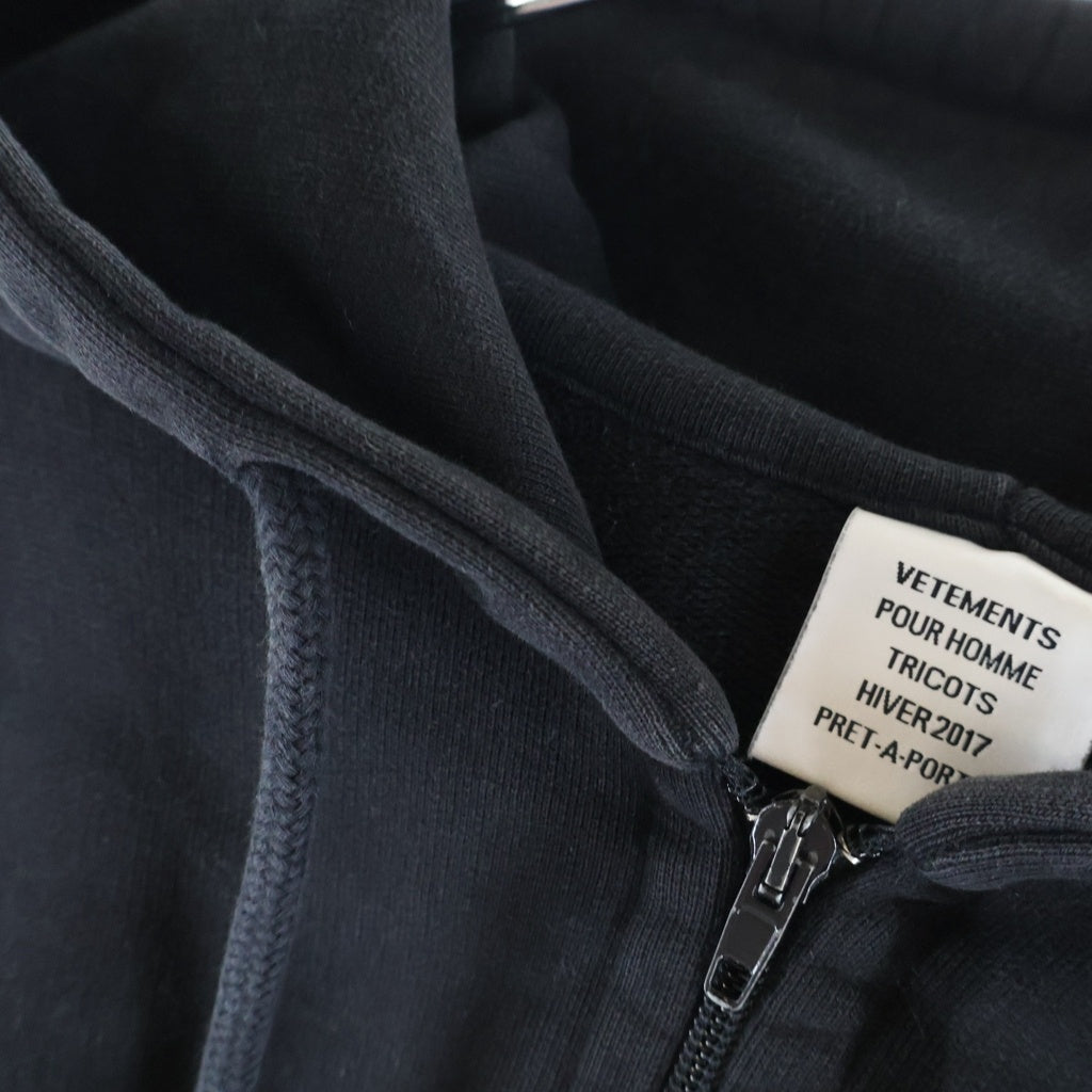 VETEMENTS(ヴェトモン) 17AW TOTAL FUCKING DARKNESS ZIP PARKA ジップパーカー ブラック MH17TP21