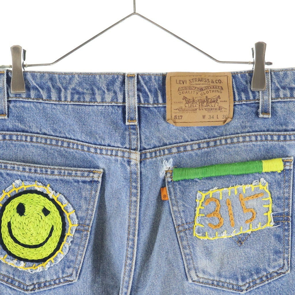 Levi's(リーバイス) 90s USA製 ボタン裏575 517 刺繍 パッチワーク ブーツカットデニム インディゴ