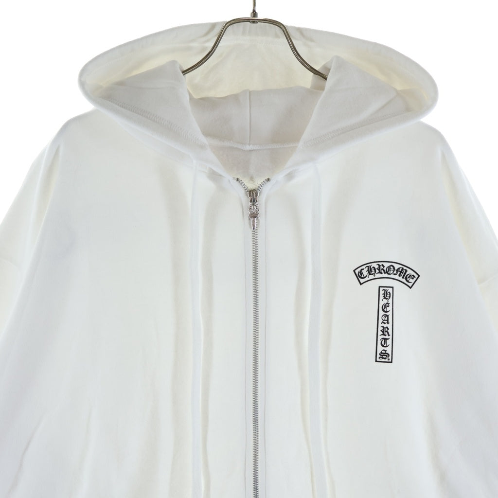 CHROME HEARTS(クロムハーツ) SWTSHRT HD ZIP Tバー ダガージップ バックアーチ ロゴジップ フーディ パーカー ホワイト