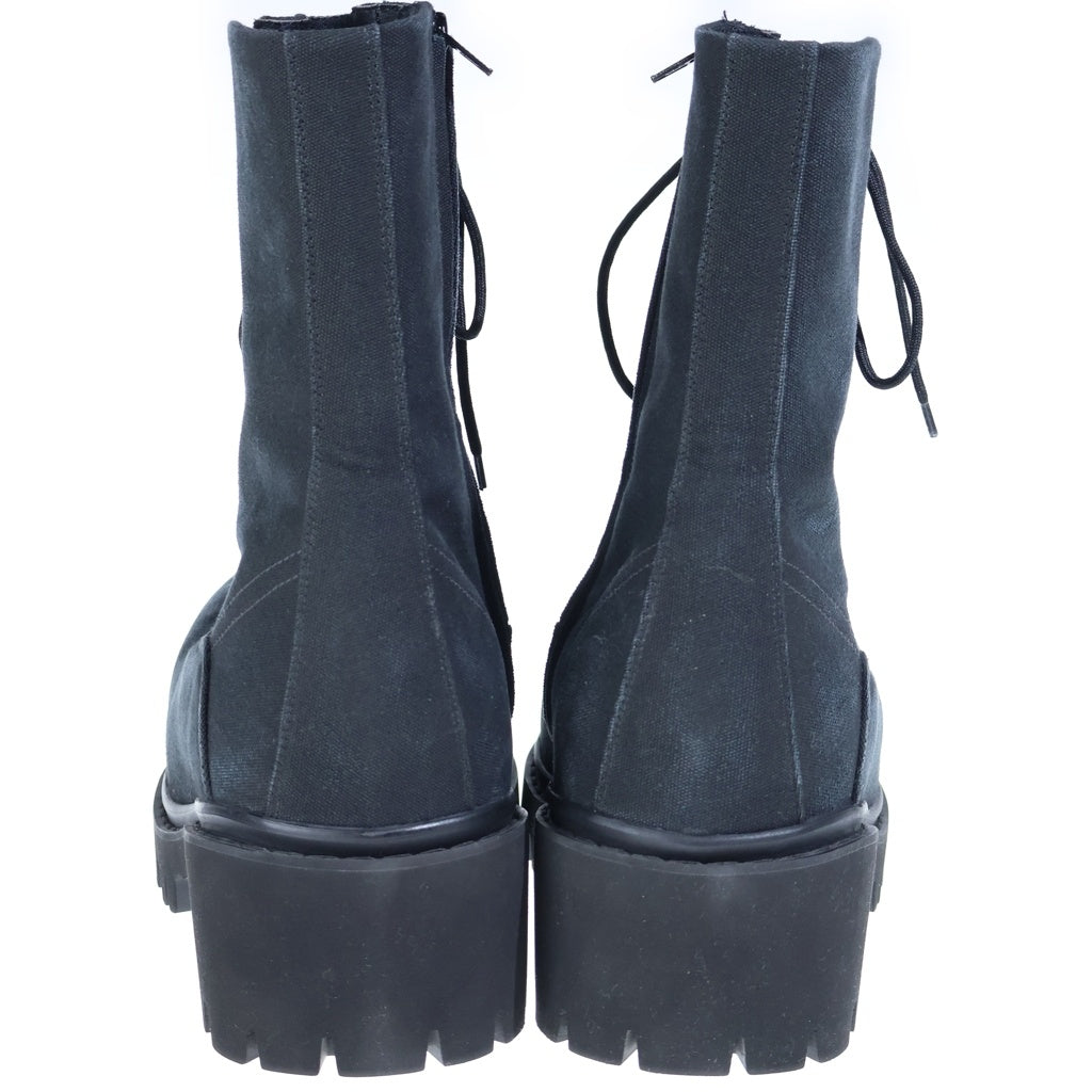 BALENCIAGA(バレンシアガ) Stomper Bootie ストンパー サイドジップ キャンバス レースアップ ロングブーツ ブラック 805889