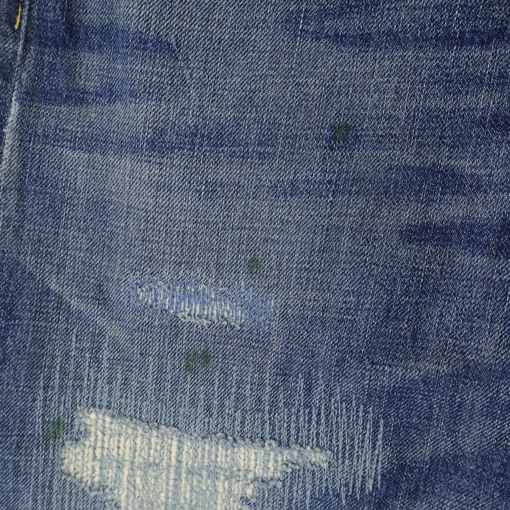 RRL(ダブルアールエル) 90s-00s 紙タグ ダメージリペア加工 ひげ加工 ストレートデニム W28 L30 インディゴ