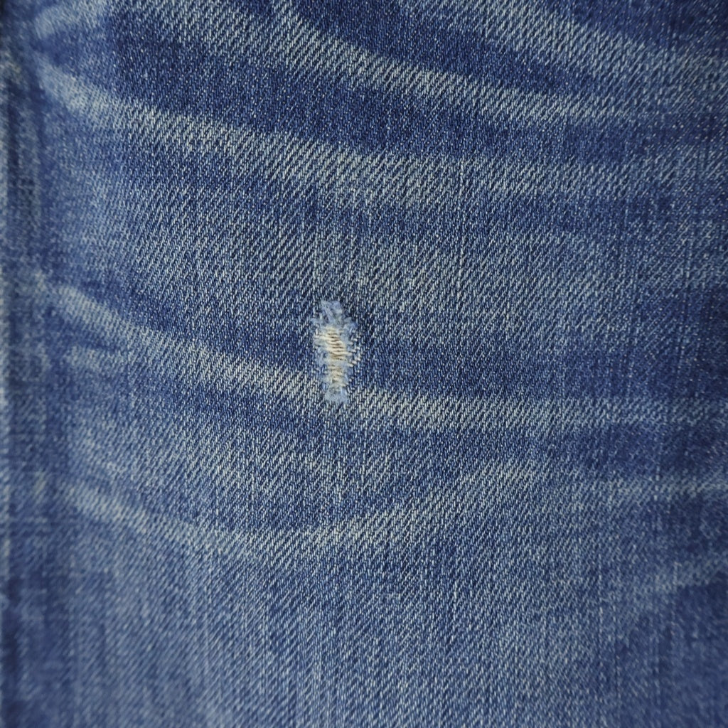 RRL(ダブルアールエル) USA製 ひげ加工 革パッチ 膝ハチノス 赤耳 ストレートデニム インディゴ 4863575LSPK