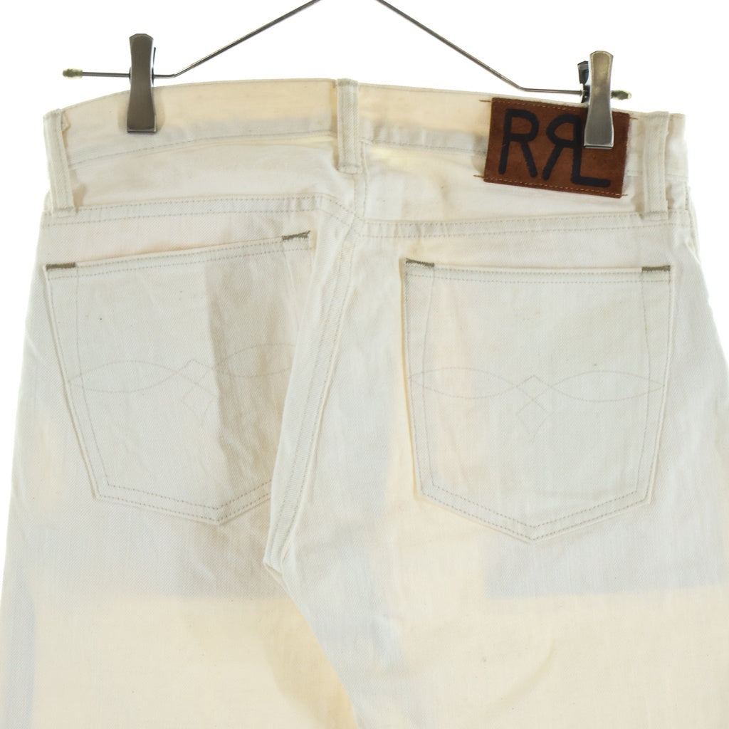 RRL(ダブルアールエル) 紙タグ 革パッチ W29 L30 ストレートデニム ホワイト R41RB46