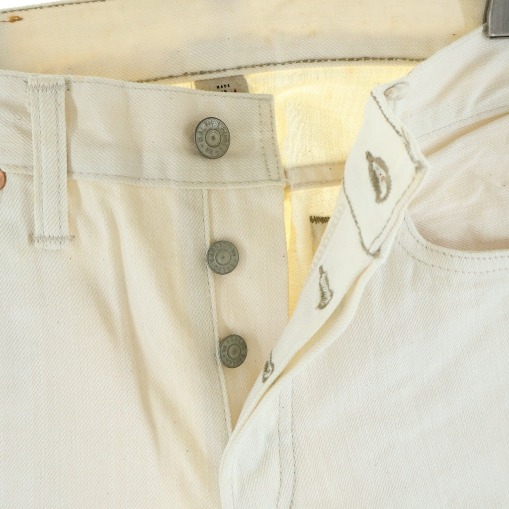 RRL(ダブルアールエル) 紙タグ 革パッチ W29 L30 ストレートデニム ホワイト R41RB46