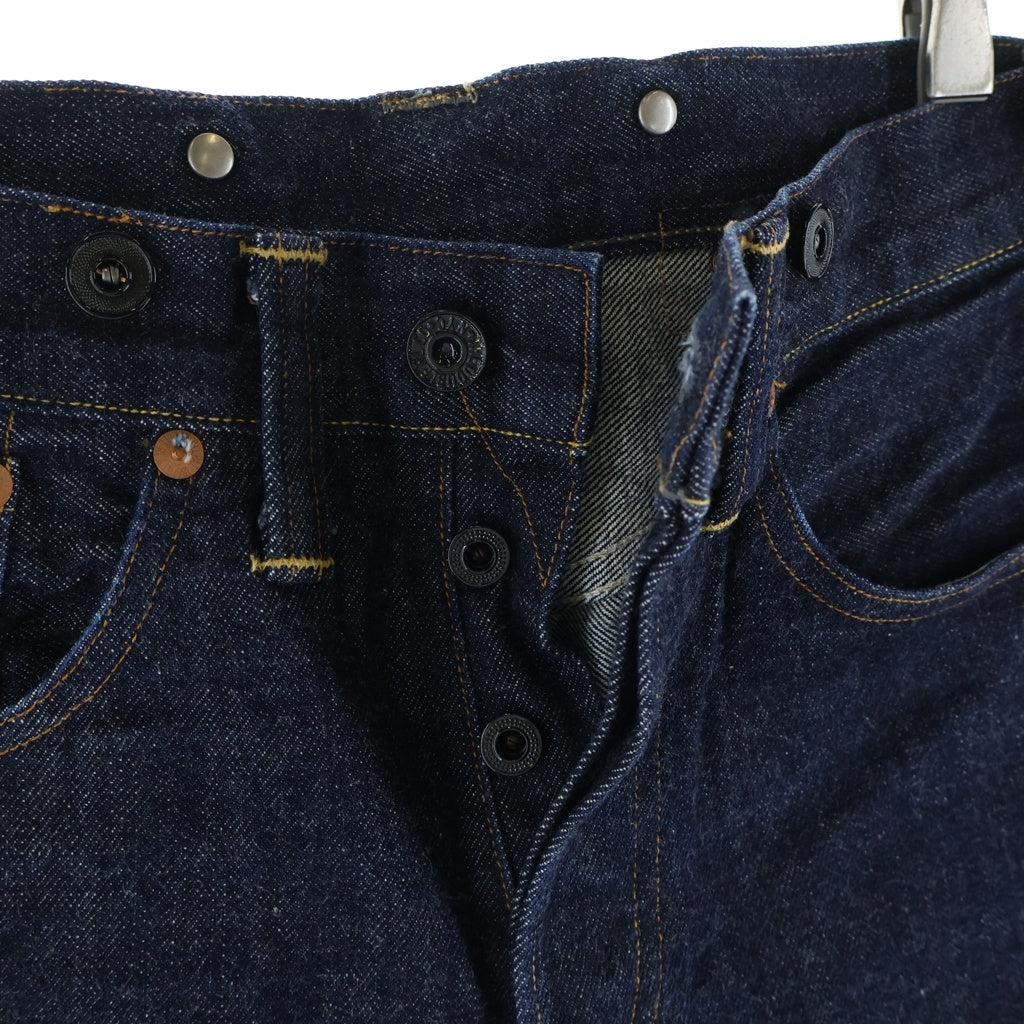 RRL(ダブルアールエル) 紙タグ リジット シンチバック サスペンダーボタン 赤耳 ストレートデニム ネイビー R36
