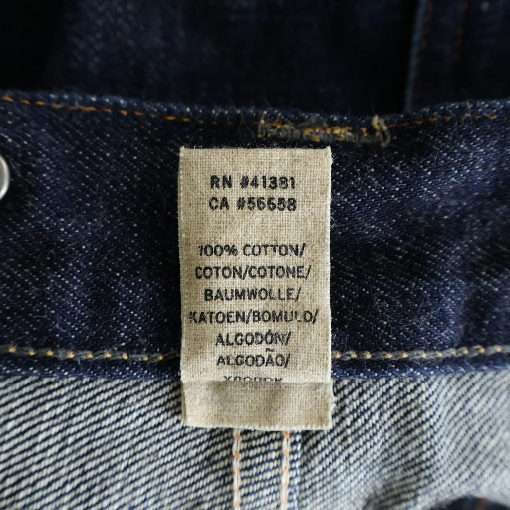 RRL(ダブルアールエル) 紙タグ リジット シンチバック サスペンダーボタン 赤耳 ストレートデニム ネイビー R36