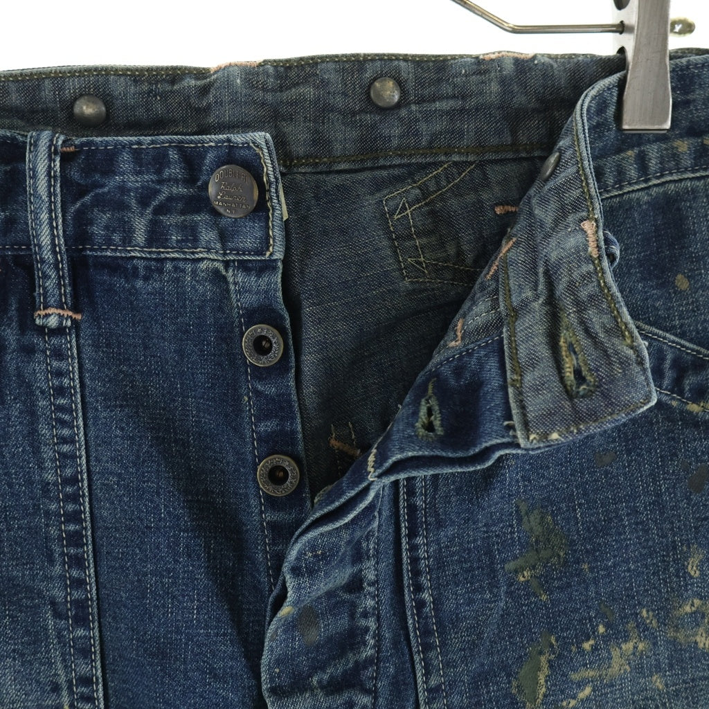 RRL(ダブルアールエル) ダブルニー ペンキ加工 月桂樹サスペンダーボタン 針シンチ ライトデニム W28 L30 ペインターパンツ インディゴ R51/0200013088