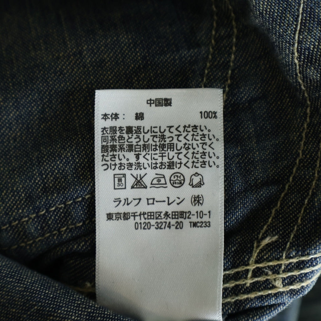 RRL(ダブルアールエル) ダブルニー ペンキ加工 月桂樹サスペンダーボタン 針シンチ ライトデニム W28 L30 ペインターパンツ インディゴ R51/0200013088