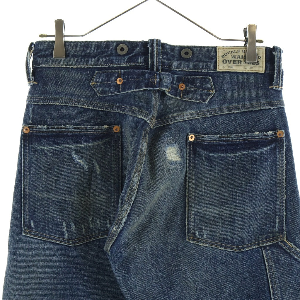 RRL(ダブルアールエル) ダメージ加工 ひげハチノス加工 月桂樹 サスペンダーボタン シンチバック W28 ストレートデニム R54