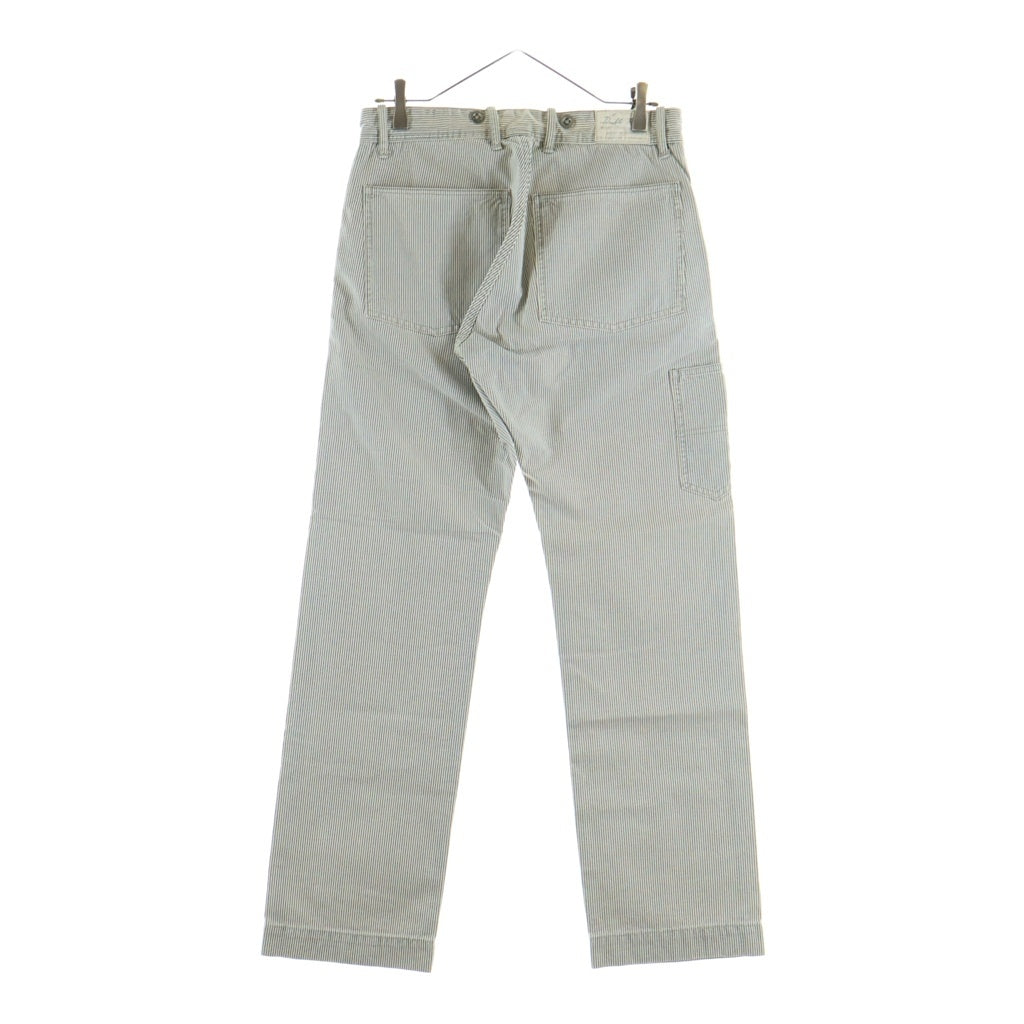 RRL(ダブルアールエル) ヒッコリー 月桂樹ボタン メタルサスペンダーボタン ベイカーポケット ワイドパンツ W29 L30 ホワイト ストライプ 782502439001