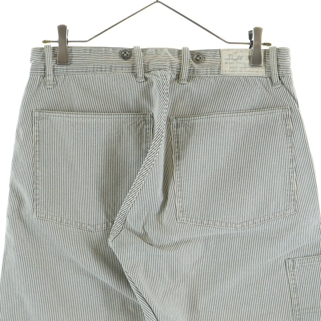 RRL(ダブルアールエル) ヒッコリー 月桂樹ボタン メタルサスペンダーボタン ベイカーポケット ワイドパンツ W29 L30 ホワイト ストライプ 782502439001
