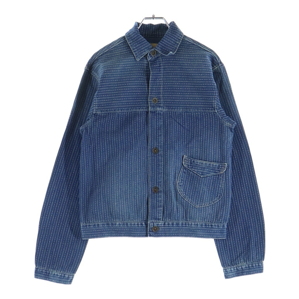 RRL(ダブルアールエル) WAGNER JACKET 1st ストライプデニム ライトオンス ユニチケ付 Gジャン ブルー ストライプ 0200011842