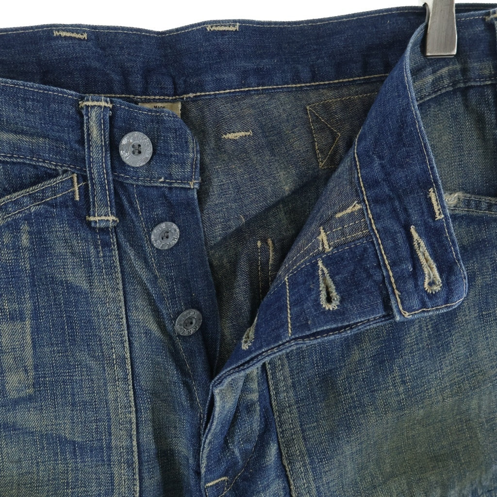 RRL(ダブルアールエル) メタルボタン ライトデニム シンチバック ビンテージ加工 ワイド ペインターパンツ インディゴ 4858286WBZP
