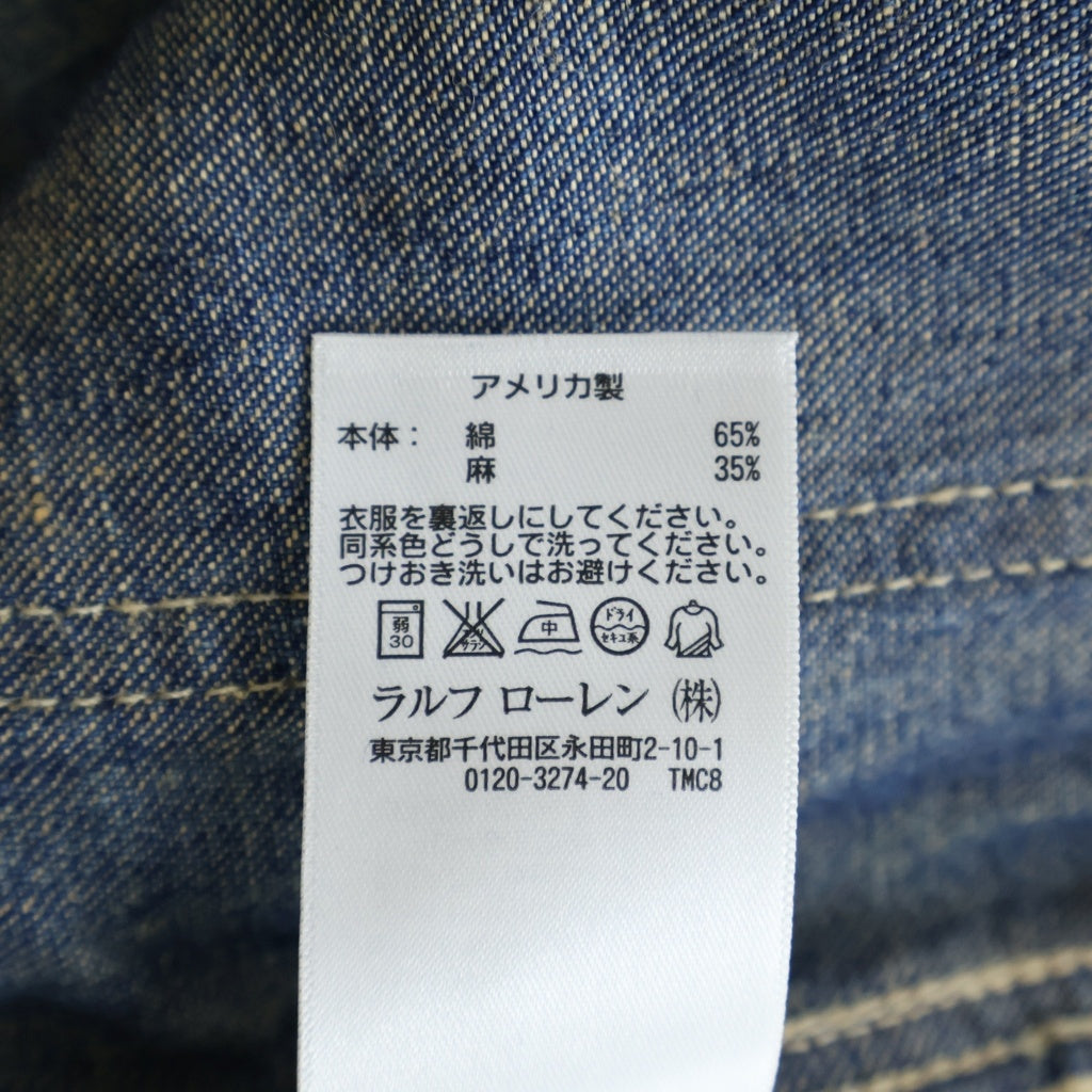 RRL(ダブルアールエル) メタルボタン ライトデニム シンチバック ビンテージ加工 ワイド ペインターパンツ インディゴ 4858286WBZP