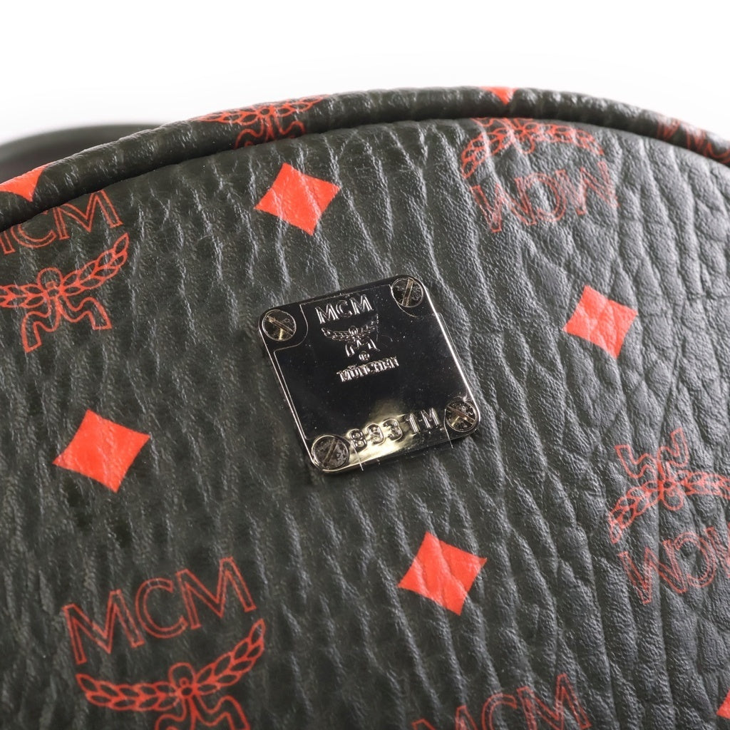 MCM(エム シー エム) モノグラムロゴ ヴィセトス スターク レザー バックパック カーキ/オレンジ レディース