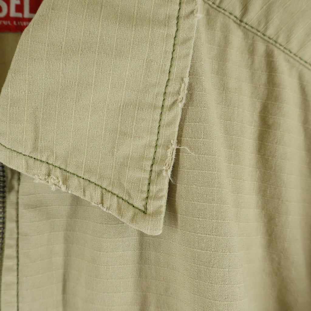 DIESEL(ディーゼル) S-ALIAS-ZIP オーバルD リップストップ ジップアップシャツジャケット ベージュ A22983