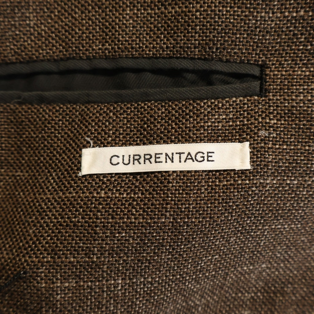 NO BRAND(ノーブランド) 25AW CURRENTAGE 断ち切り ウール ツイード テーラードジャケット ブラウン A2554FJ-301