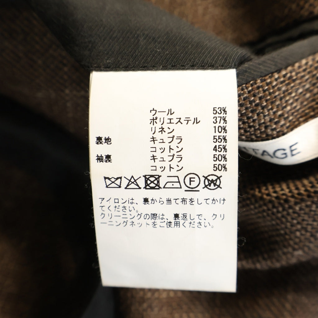 NO BRAND(ノーブランド) 25AW CURRENTAGE 断ち切り ウール ツイード テーラードジャケット ブラウン A2554FJ-301