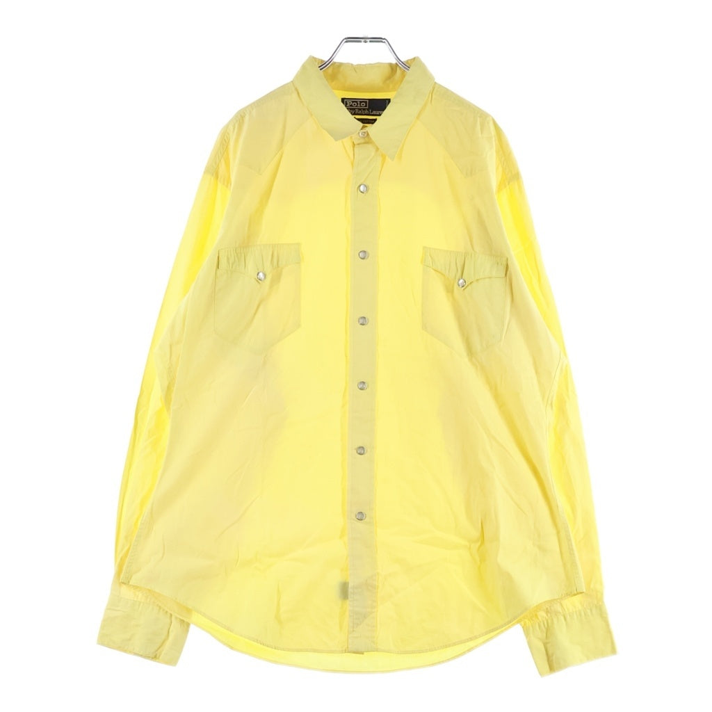 POLO RALPH LAUREN(ポロラルフローレン) 90s ウエスタンヨーク ダブルフラップ スナップ コットン 長袖シャツ イエロー