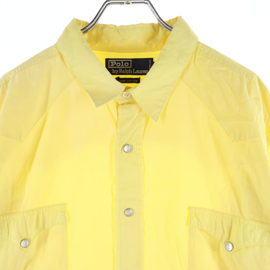 POLO RALPH LAUREN(ポロラルフローレン) 90s ウエスタンヨーク ダブルフラップ スナップ コットン 長袖シャツ イエロー