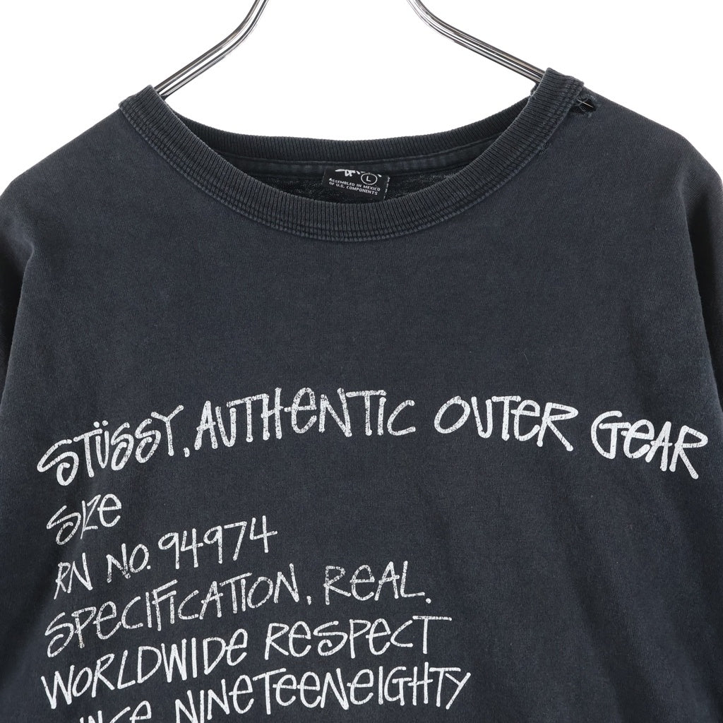STUSSY(ステューシー) 00s-10s AUTHENTIC OUTER GEAR LOGO ロングスリーブカットソー ブラック