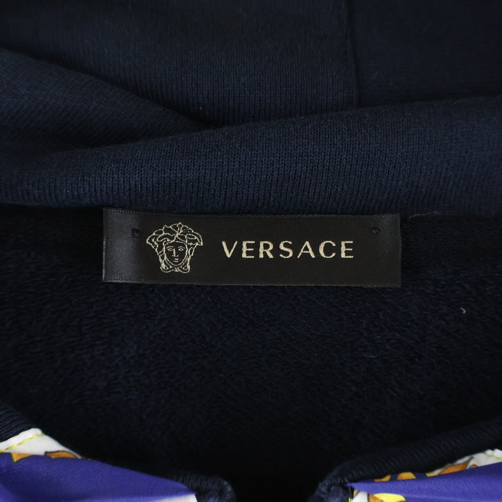 VERSACE(ヴェルサーチ) Scarf zip-up hoodie スカーフフードジップパーカー ネイビー/イエロー A83088