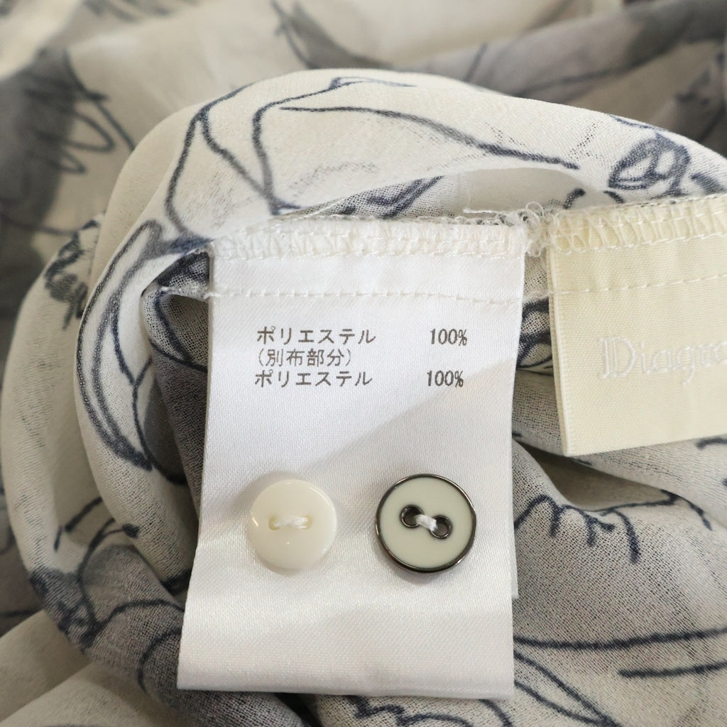 GRACE CONTINENTAL(グレースコンチネンタル) 24AW リボン付フラワープリントワンピース ボウタイ 花柄 ワンピース ホワイト 31023-00 レディース