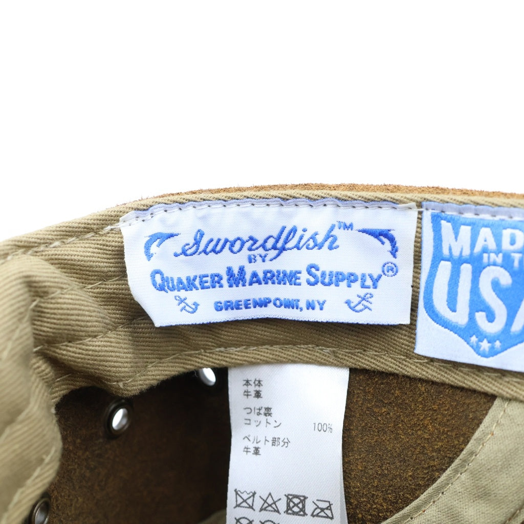 NO BRAND(ノーブランド) QUAKER MARINE SUPPLY BEAMS別注 ロングビルキャップ スウェード つば裏グリーン キャップ ベージュ 38-41-0435-395