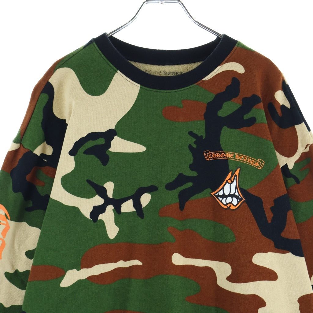 CHROME HEARTS(クロムハーツ) ×MATTY BOY PPO CAUTION CREW マッティボーイ カモフラ総柄 チョンパープリント クルーネックスウェットトレーナー カーキ