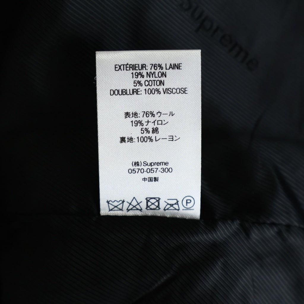 SUPREME(シュプリーム) 19AW Wool Windowpane Overcoat ウール ウィンドウペーン パネル ロングコート チェスターコート ブラック