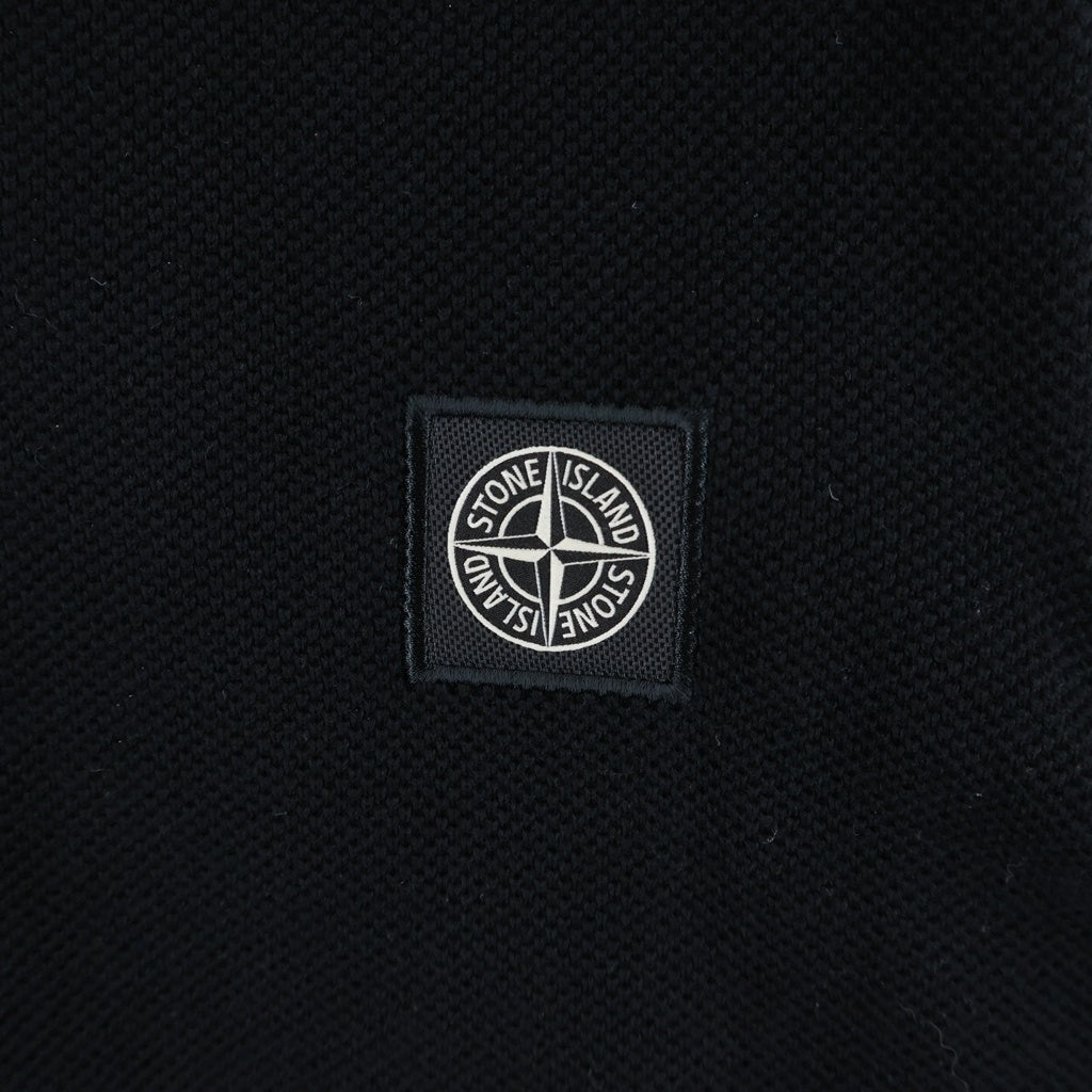 STONE ISLAND(ストーンアイランド) 胸ロゴ 鹿の子 マイクロステッチ ソフトオーガニックコットン ポロシャツ ブラック L1S155100030S00B5