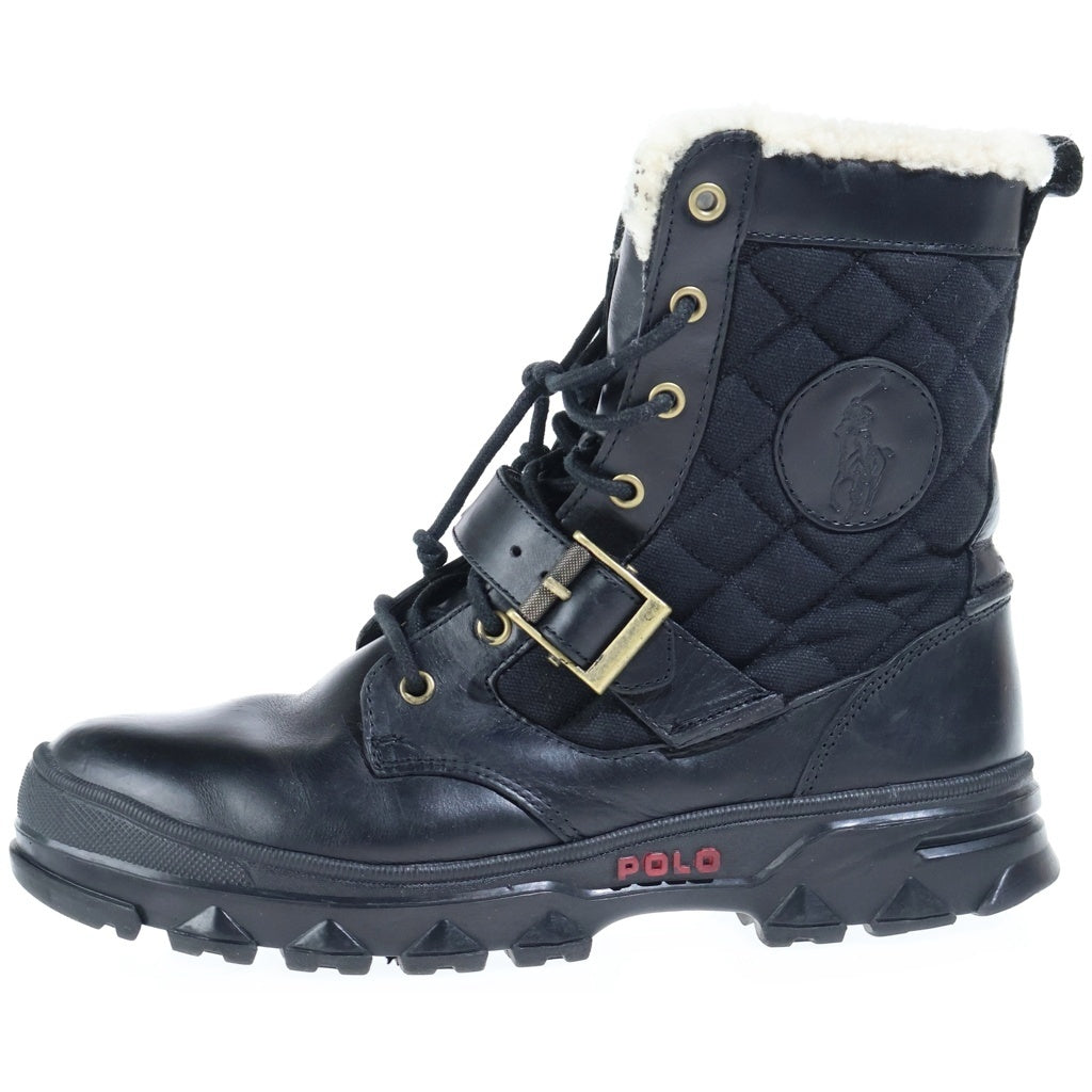 POLO RALPH LAUREN(ポロラルフローレン) HAYWARD BOOTS ヘイワード キルティング バックル レースアップブーツ ブラック 0862