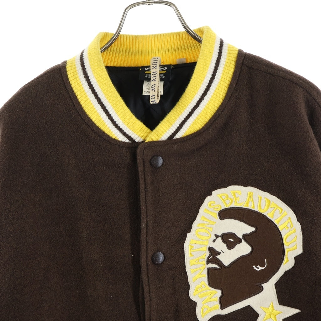VINTAGE(ヴィンテージ) 90s PNB NATION 袖レザー スタジャン ブラウン