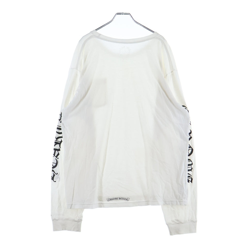 CHROME HEARTS(クロムハーツ) NECK LOGO LONG SLEEVE TEE ネックロゴ バックスクロールラベル ロングスリーブ 長袖Tシャツ カットソー ロンT 袖プリント ホワイト
