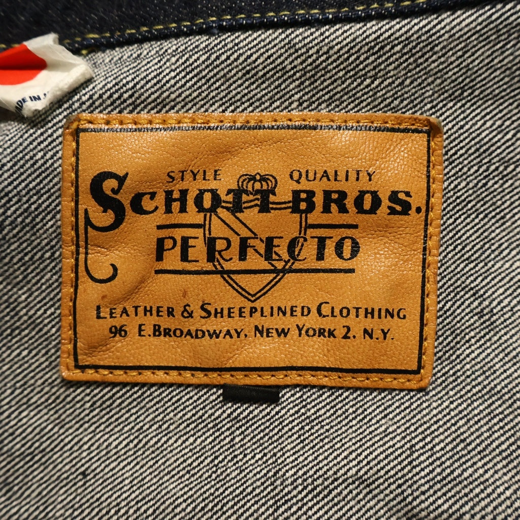 SCHOTT(ショット) Perfect 1ST G-JKT 月桂樹 折り返しステッチ シンチ Tバック Gジャン ネイビー 782-5952006