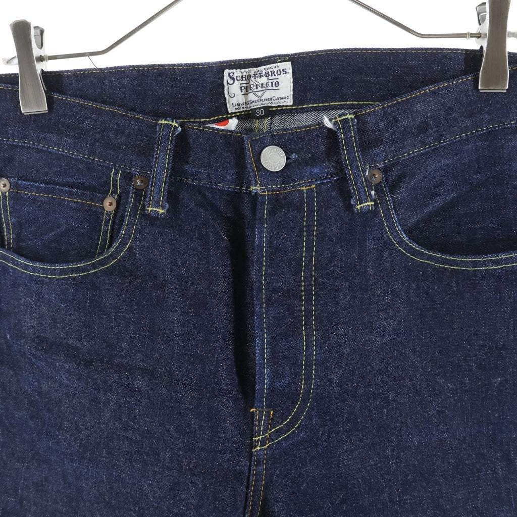 SCHOTT(ショット) PERFECT 5P DENIM PANTS Vステ 赤耳 リジット デニムパンツ ネイビー 782-5911006