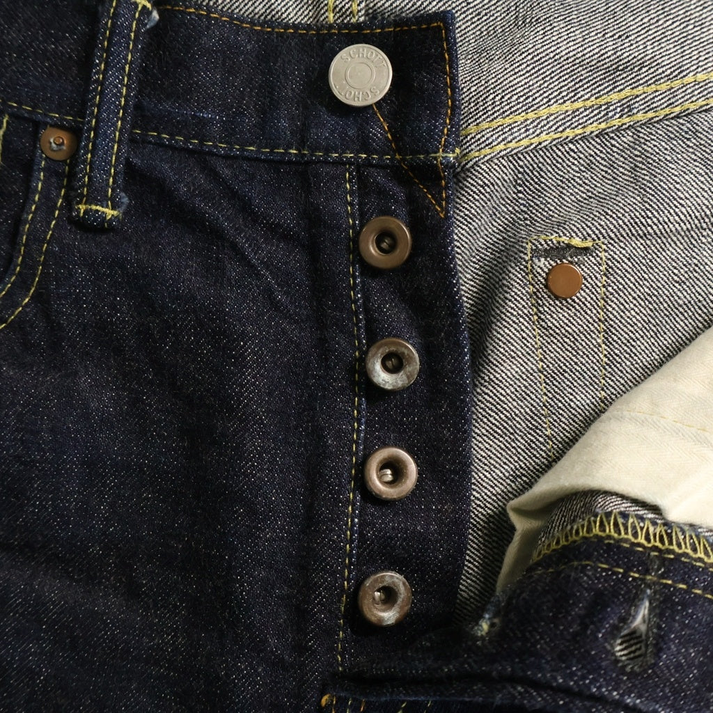 SCHOTT(ショット) PERFECT 5P DENIM PANTS Vステ 赤耳 リジット デニムパンツ ネイビー 782-5911006