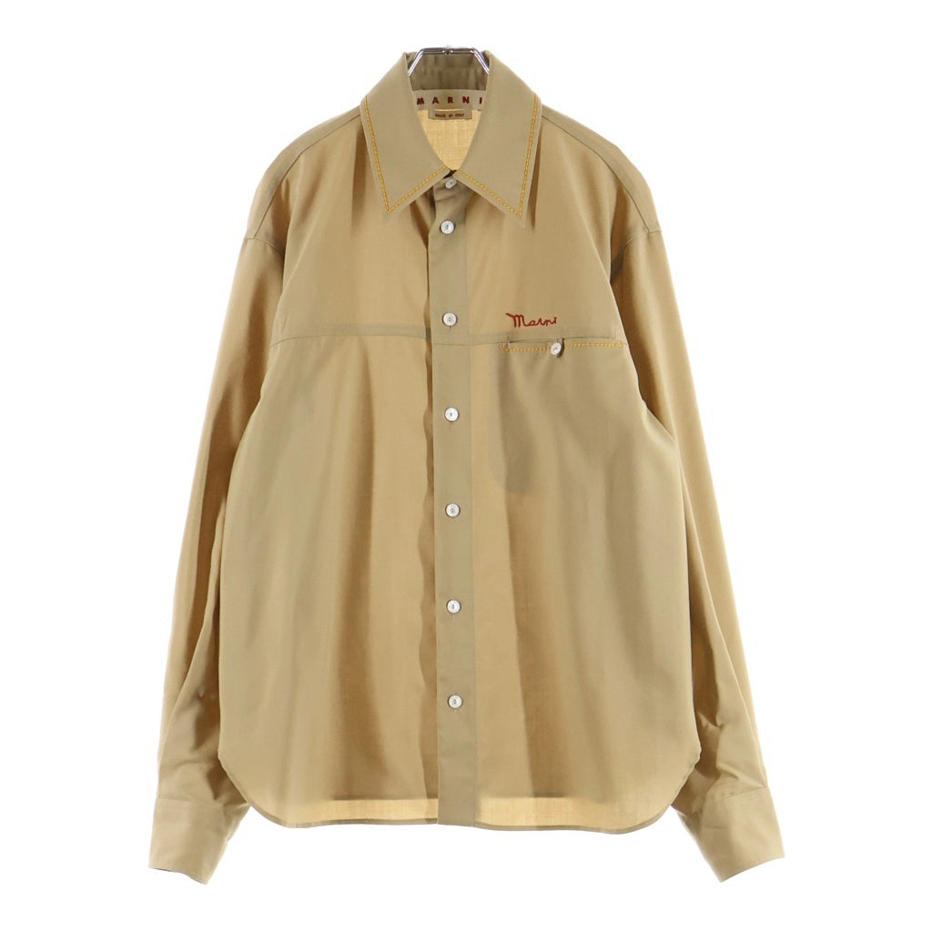 MARNI(マルニ) 23SS Tropical Wool Stitched Shirt トロピカルウールステッチシャツ ブラウン CUMU0265S7 TW839