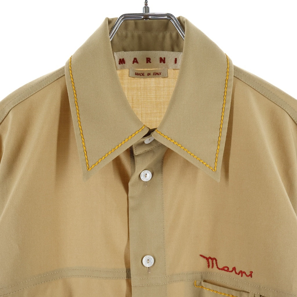 MARNI(マルニ) 23SS Tropical Wool Stitched Shirt トロピカルウールステッチシャツ ブラウン CUMU0265S7 TW839