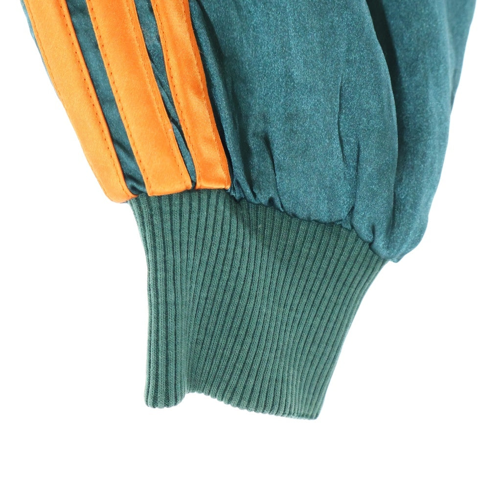adidas(アディダス) 80s デサント製 サテン ゴールドスナップ ラグラン 3ストライプ スタジアムジャケット グリーン